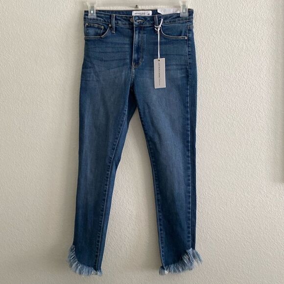 Just Black Denim - JUST BLACK DENIM Women’s Jeans with Diagonal Frayed Hem Size 28 NWT. Made in USA